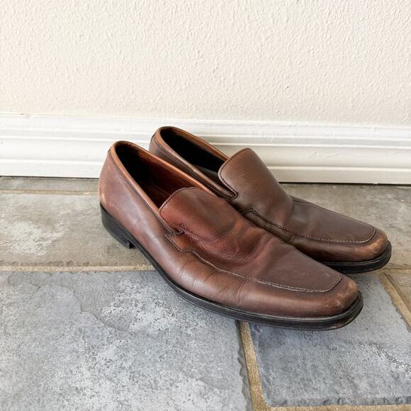 Hugo Boss Brown Leather Loafers Mens 9 Slip On Square Toe Dress Shoes main image 9